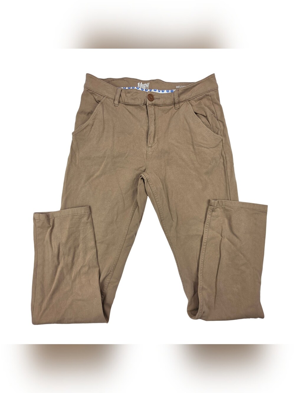 Mugsy Pants Mens 32x34 Beige Belmonts Four-Way Stretch Casual Chinos K4PNBG